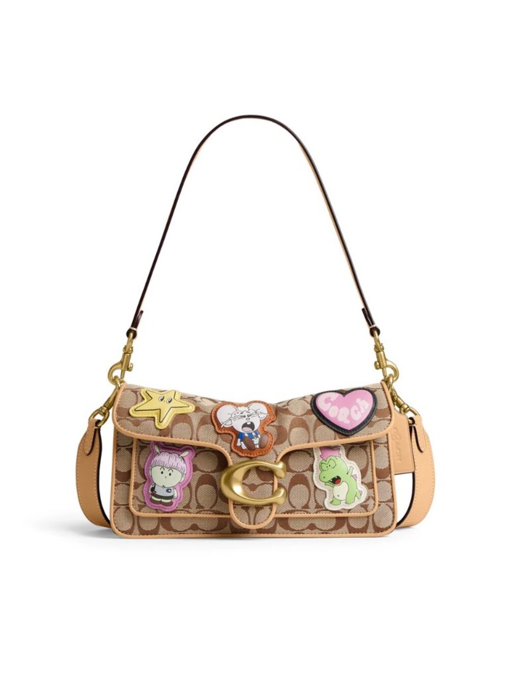 Brain Dead × Coach Signature Jacquard Soft Tabby Shoulder Bag 26 with Patches